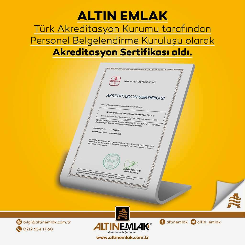 Altın Emlak, TÜRKAK Personel Belgelendirme Kuruluşu olarak akredite edildi